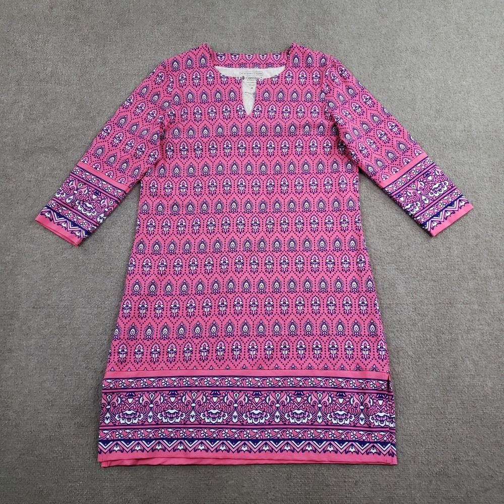 Coolibar Dress Womens Medium Pink Shift Knee Length V-Neck Tunic UPF 50+